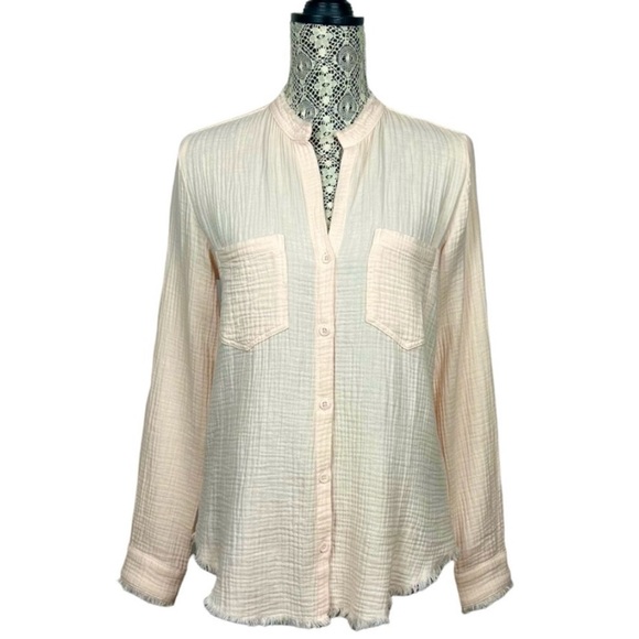 Cloth & Stone Anthropologie Riley button down top blush pink - Picture 1 of 15